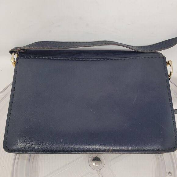 Vintage Old Visconti ITALY Leather Shoulder Bag Crossbody Blue Celine Designer - Picture 3 of 9